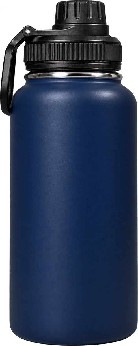 Dunkelblaue Edelstahl-Thermosflasche ohne Aufschrift